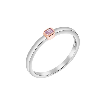 14k Gold 0.09ct Fancy Pink Cushion Diamond Ring