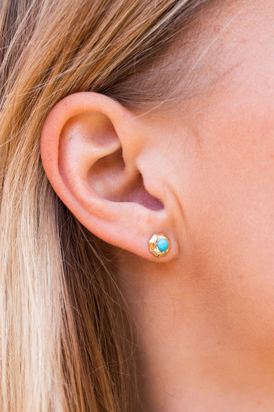 14k Gold Turquoise Studs