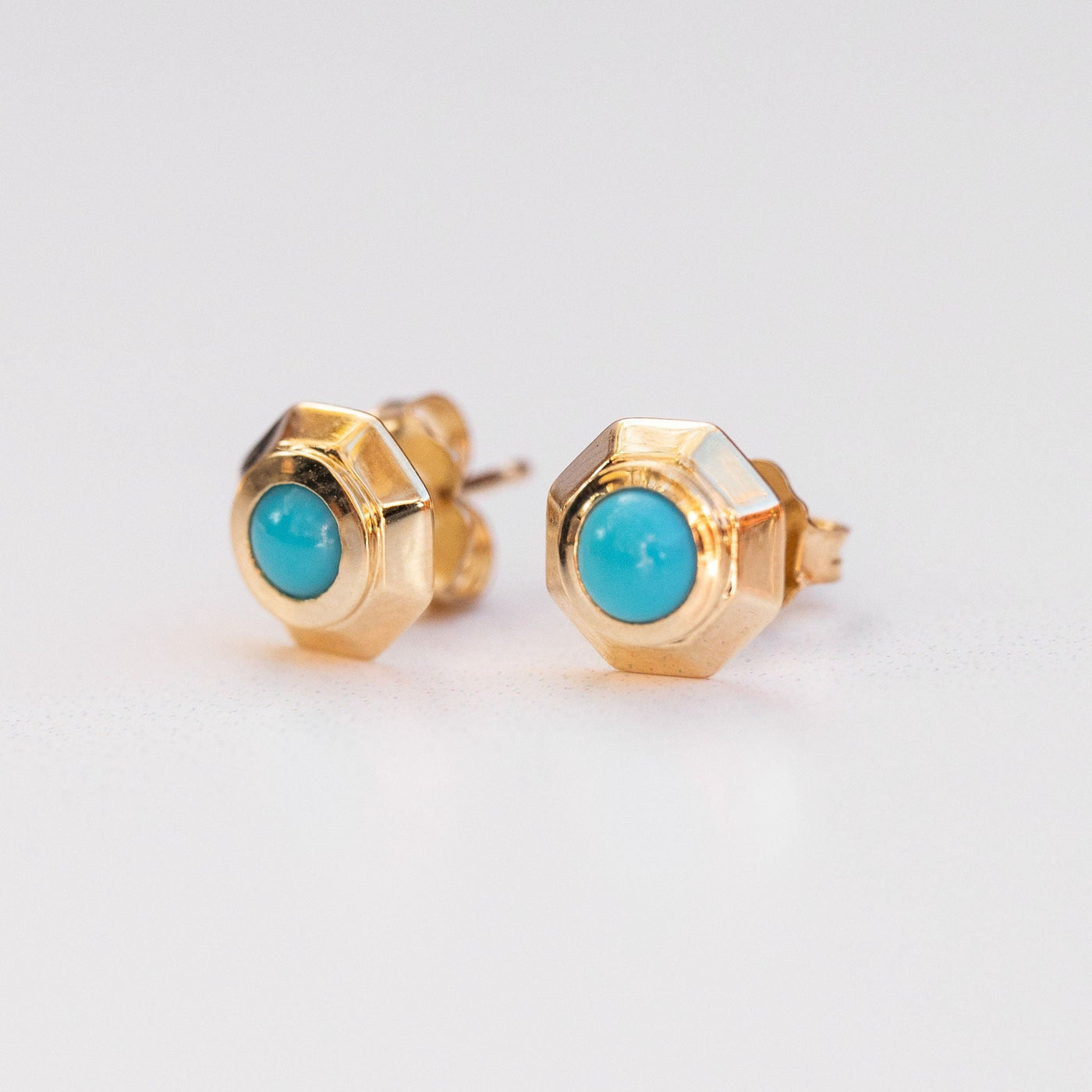 14k Gold Turquoise Studs