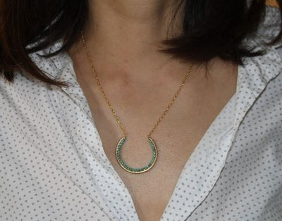 14k Gold Filled Horseshoe Shaped Turquoise Necklace
