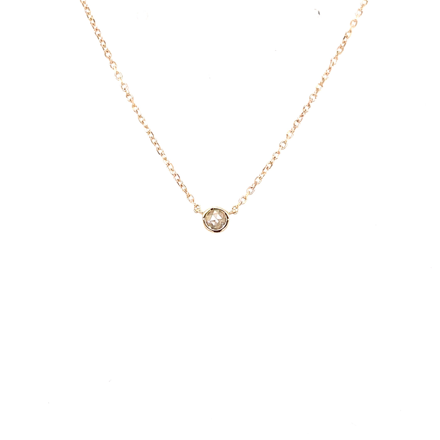 14K Gold Bezel Set Diamond Necklace