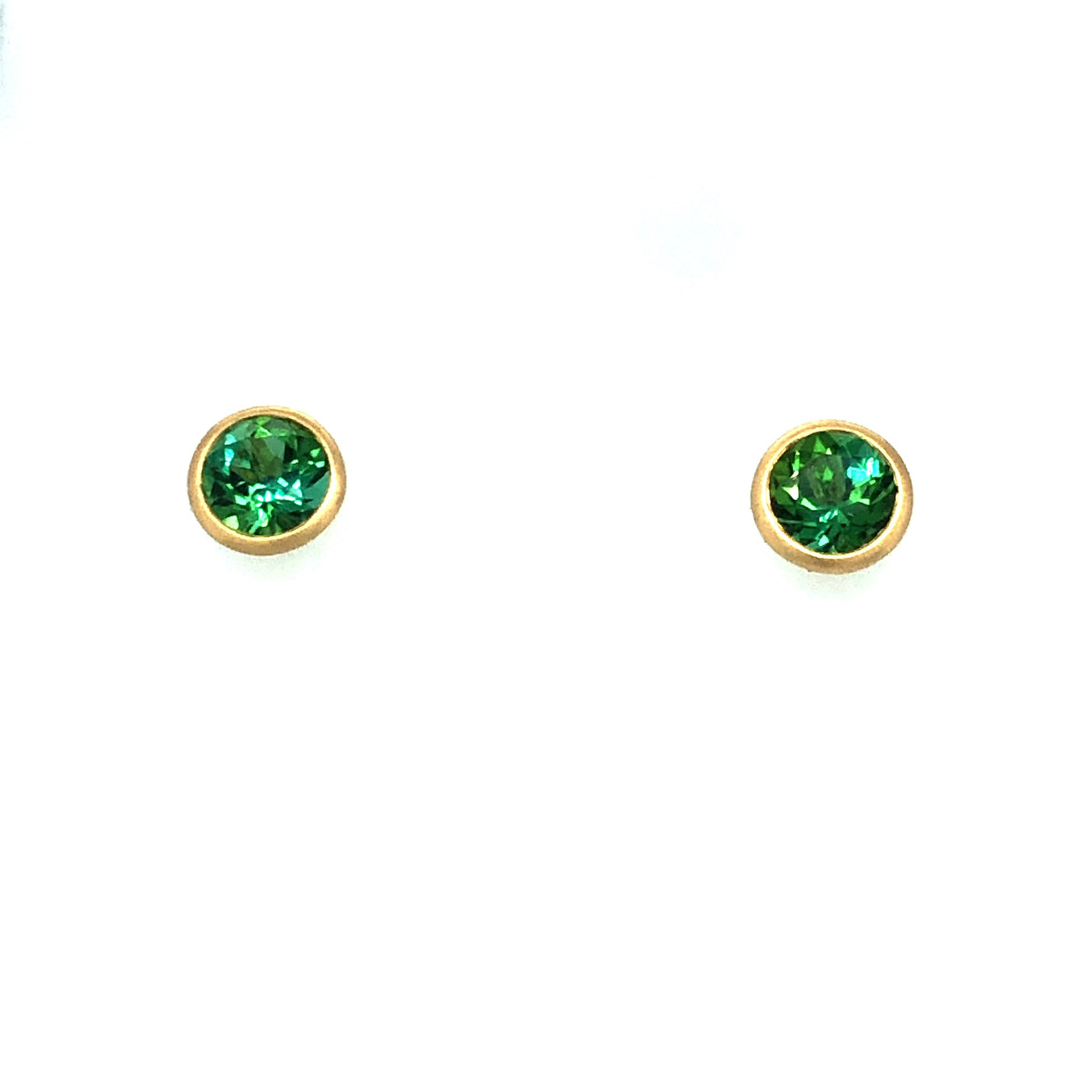 18K 1.64 ctw Green Tourmaline Bezel Stud Earrings