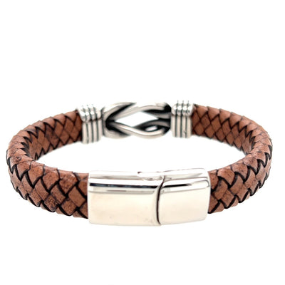 Stainless Steel Knot Leather Bracelet
