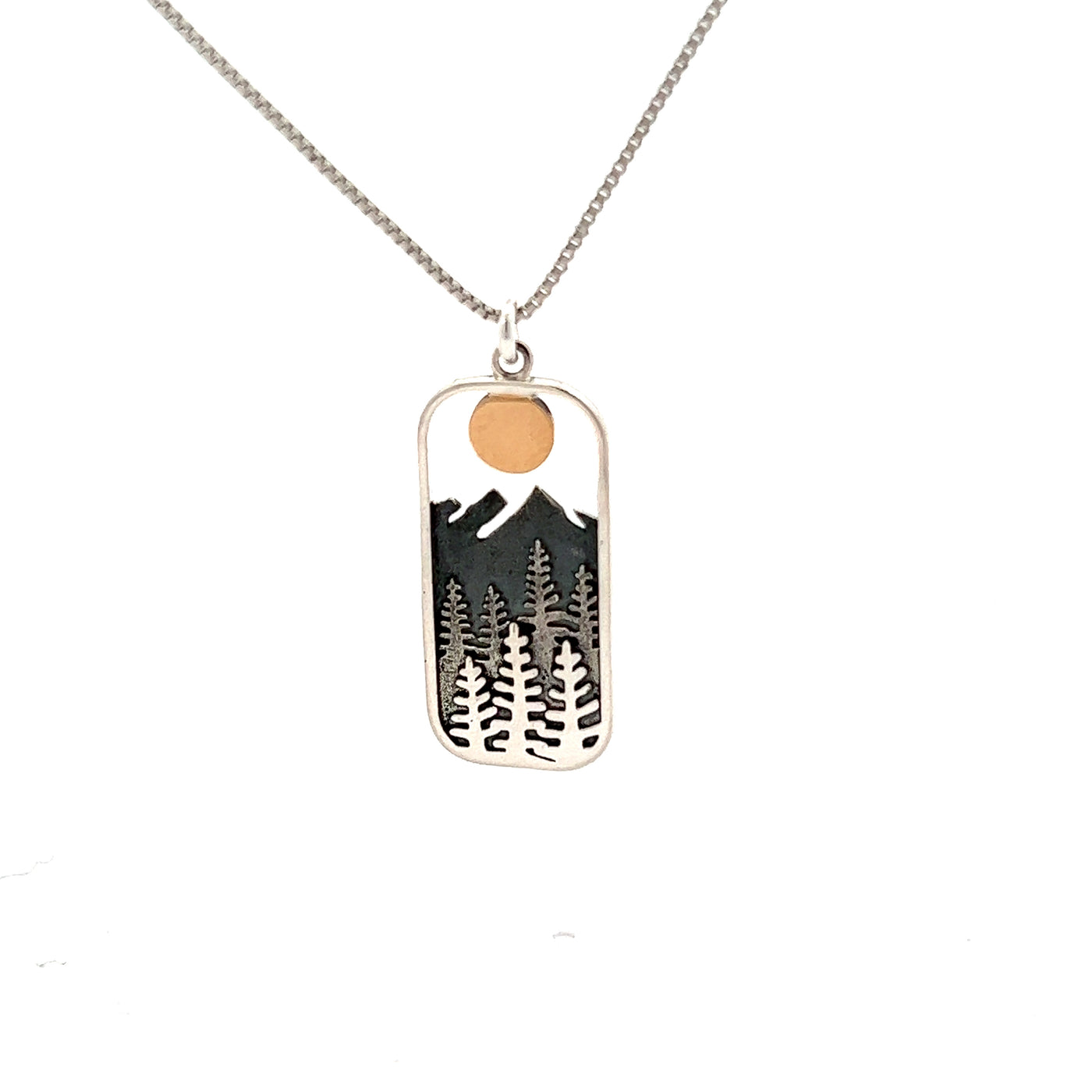 Sterling Silver & Bronze Over Mountain Range Necklace