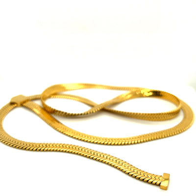 14k Gold Plated Stainless Steel Herringbone Chain Necklace