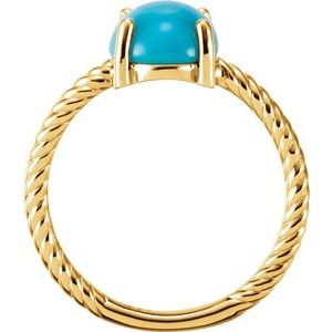 14K Gold Turquoise Cabochon Ring