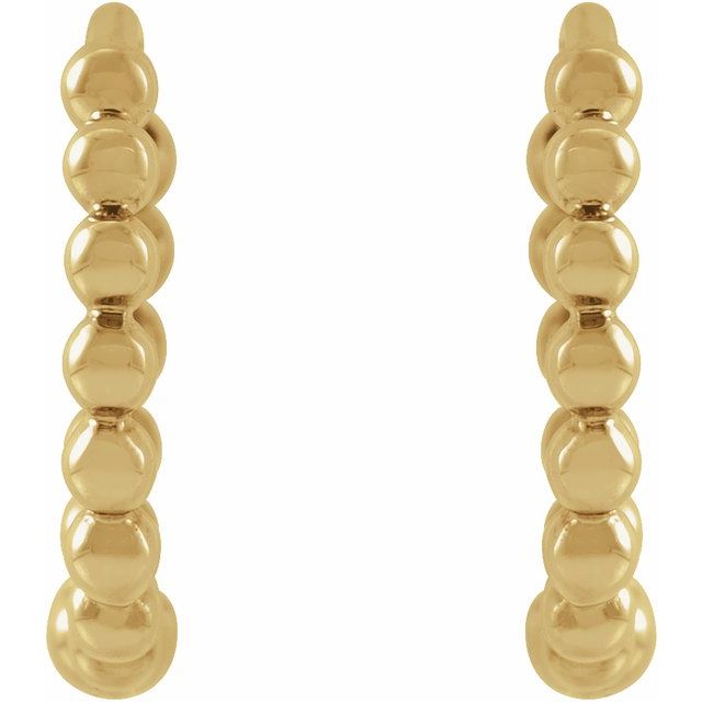 14K Yellow Gold Beaded 11mm Hoops