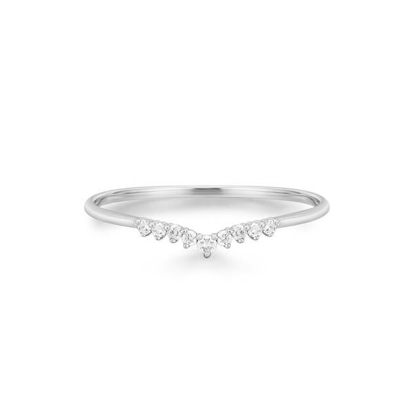 14k Gold Dainty Curved Diamond Ring