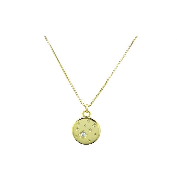 18K Gold Fill Star Disc Necklace