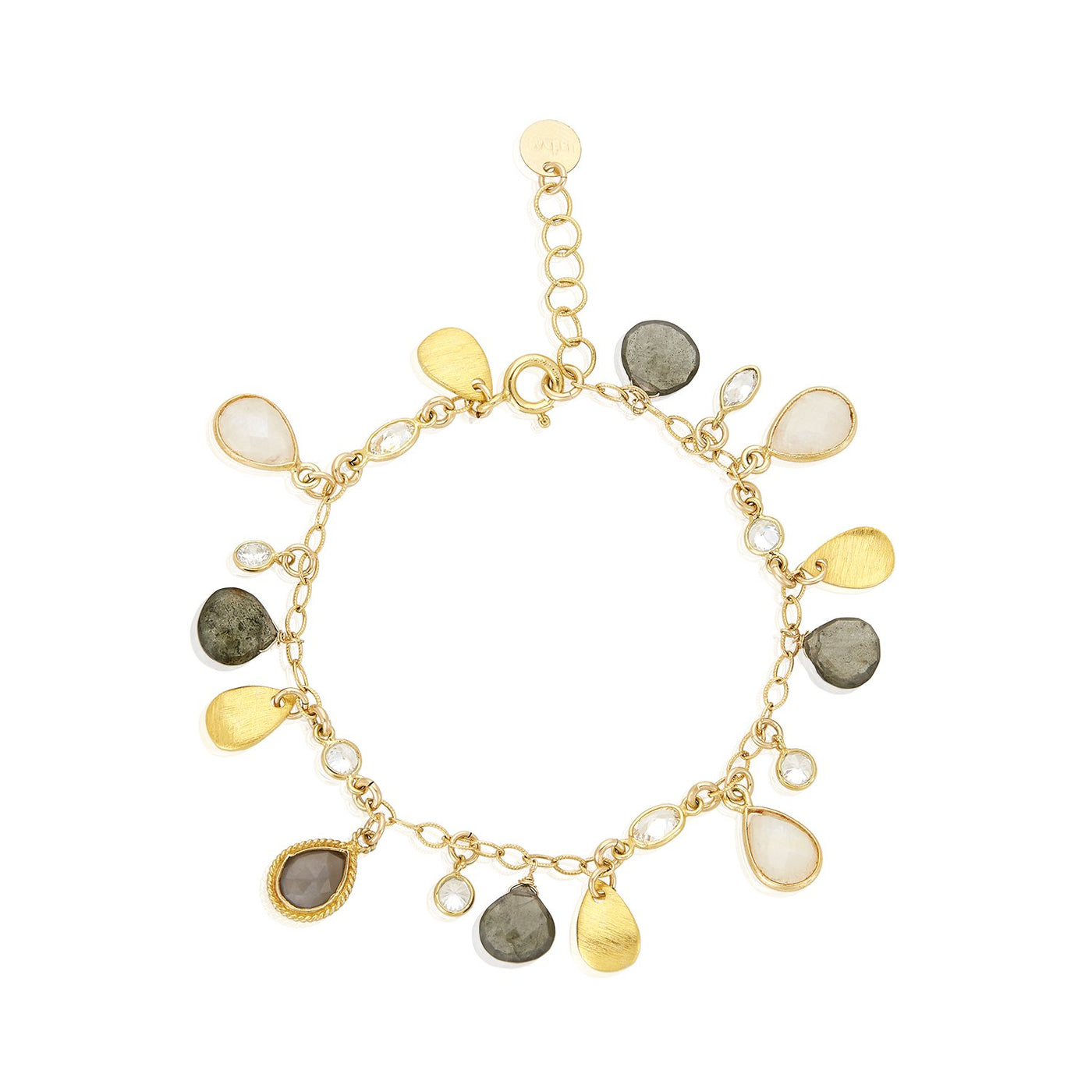 Gold Plated Aquamarine, Labradorite, & Moonstone Bracelet