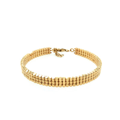 14K Gold Bead Cuff With Clasp