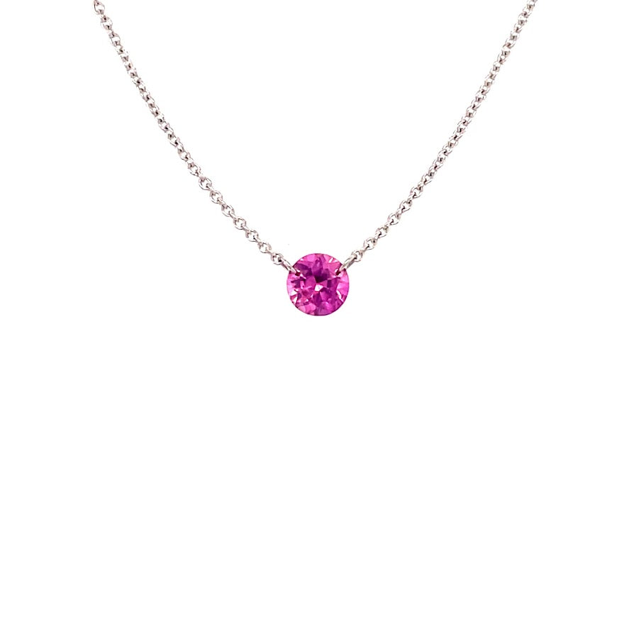 14K Gold Pink Sapphire Necklace