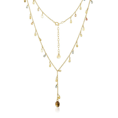 14K Gold Filled Citrine & Sapphire Necklace