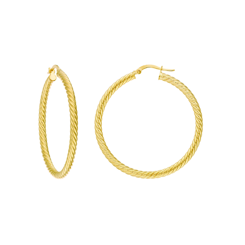 14k Gold Rope Twist Hoop Earrings