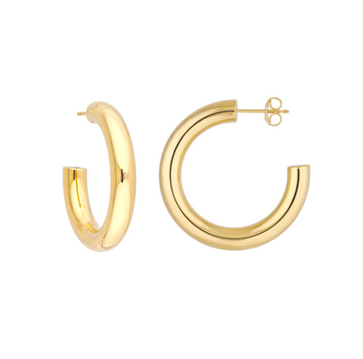 14ky Gold 5mm x 30mm Tube Hoop Earrings
