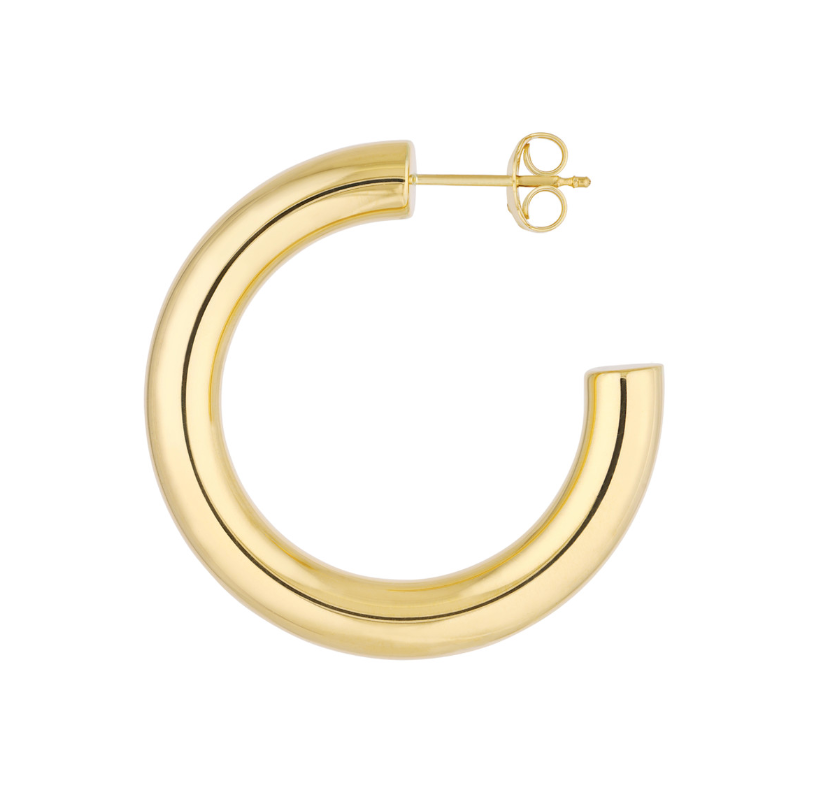 14ky Gold 5mm x 30mm Tube Hoop Earrings