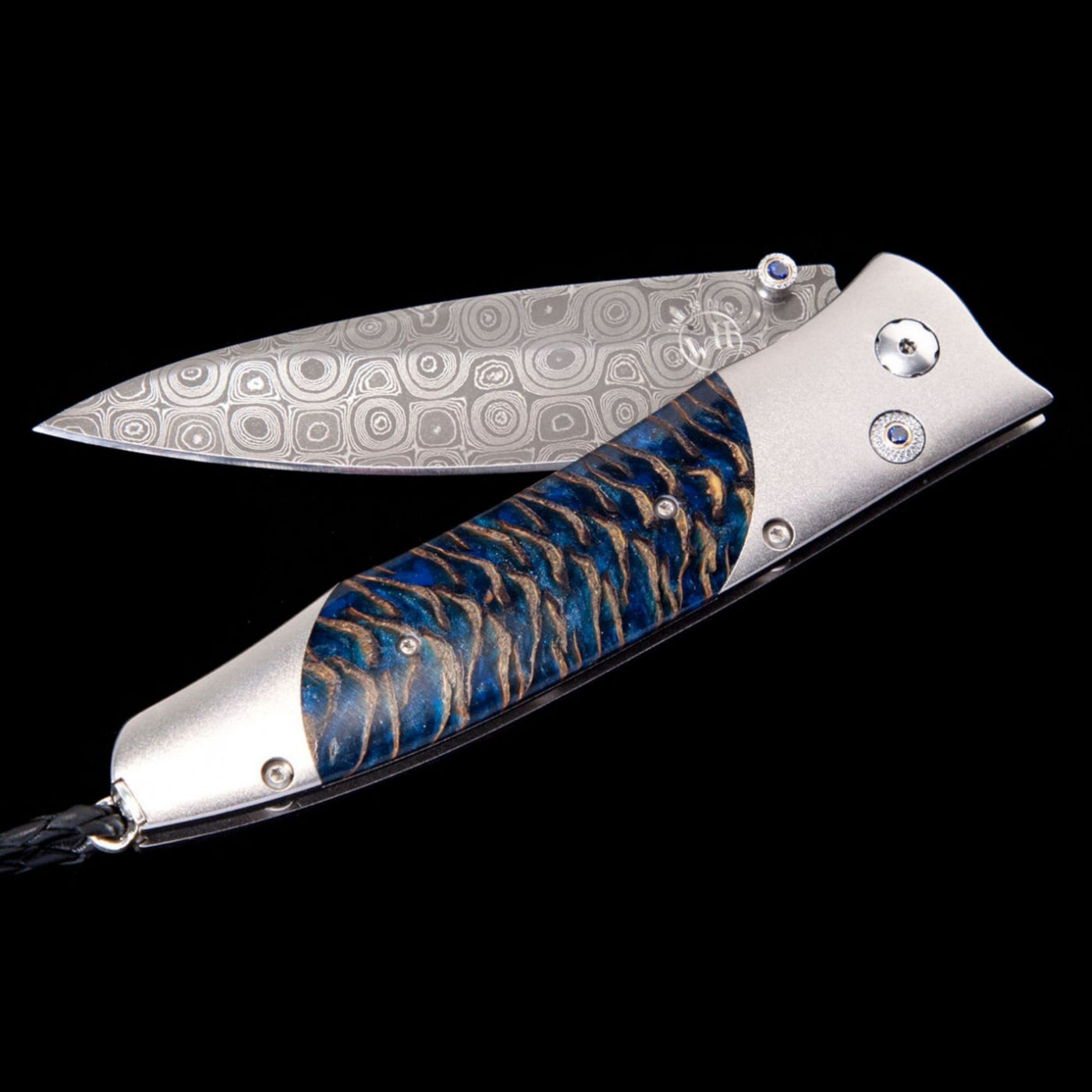 Titanium Knife Inlaid With Cone & Sapphires