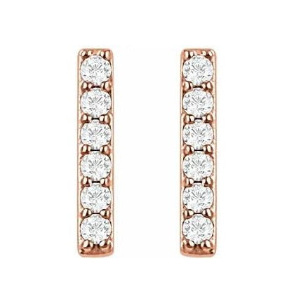 14K Rose .10 CTW Diamond Bar Earrings
