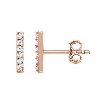 14K Rose .10 CTW Diamond Bar Earrings