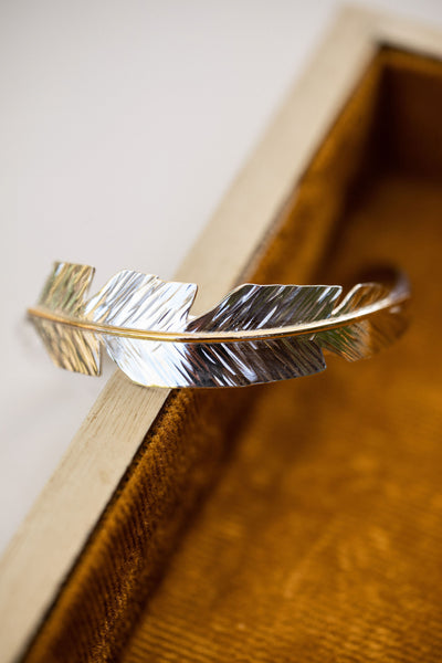 Sterling Silver & Gold Filled Feather Cuff