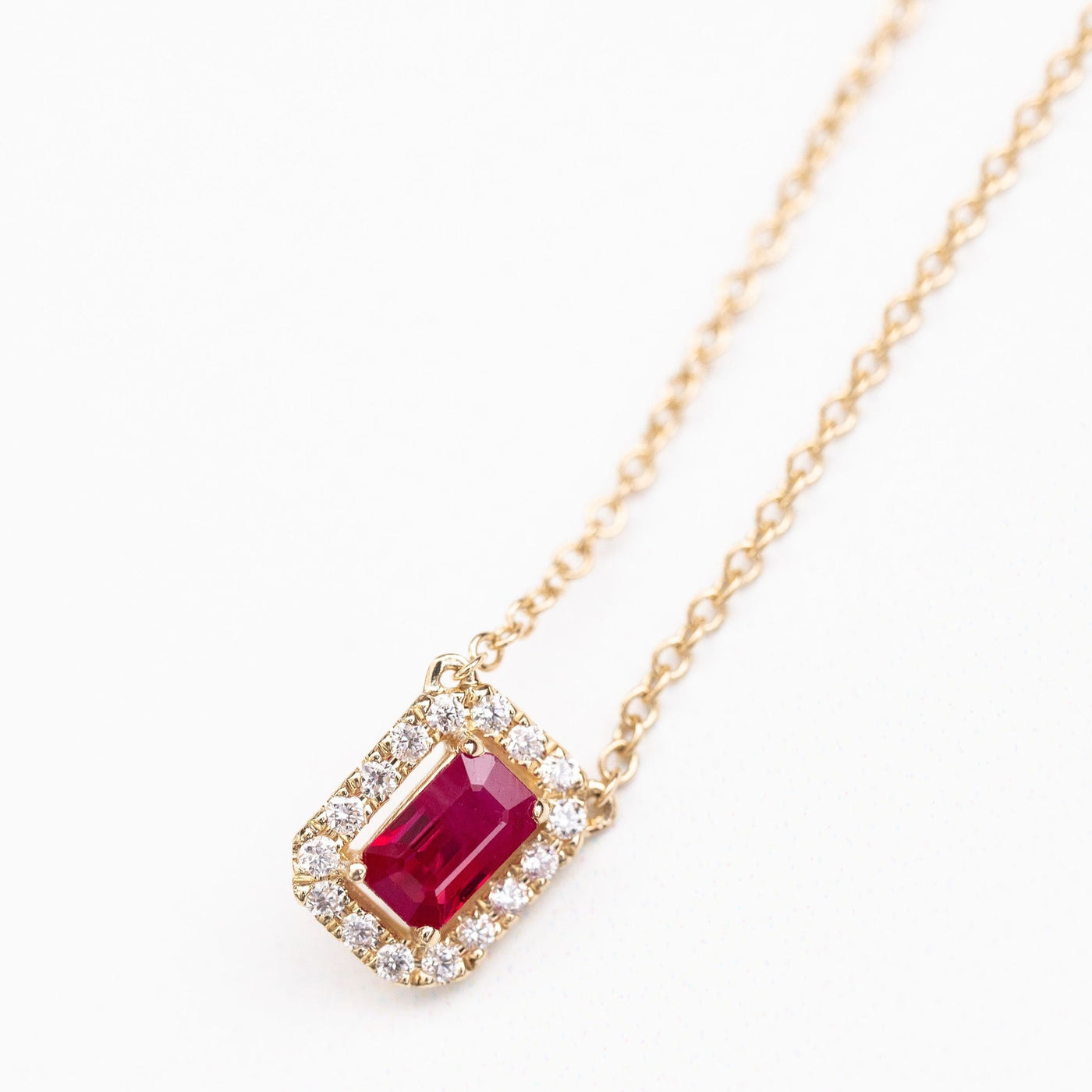 14K Gold Ruby & Diamond Necklace